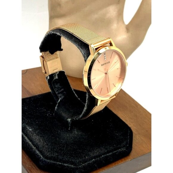 Bering Women's Watch 13434-366 Quartz Rose Gold Mesh Stainless Steel 34mm - Picture 2 of 14